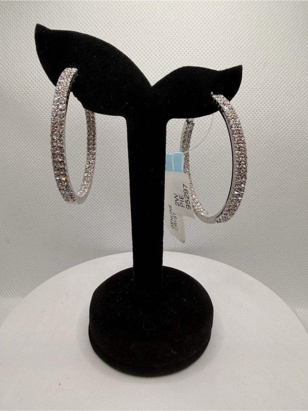 NWT Genuine Crystal Rhinestone Inside-Out Large Hoop Earrings